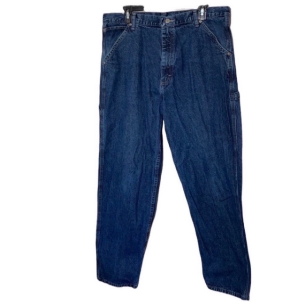 Vintage Wrangler Carpenter Cotton Jeans Blue Denim Distressed Loose Fit Pocket